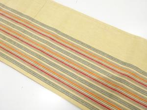 アンティーク　綿紬　縞模様織り出し全通袋帯（材料）